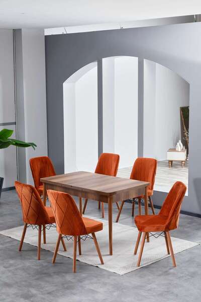 Maholandin Lida serisi 6 Kişilik Açılır Kapanır Masa Mutfak Masası Takımı + 6...