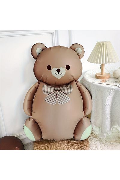 party world Bow Tie Teddy Bear Foil Balloon – 1 Piece |   90 cm |   Cream & Brown Color Optional