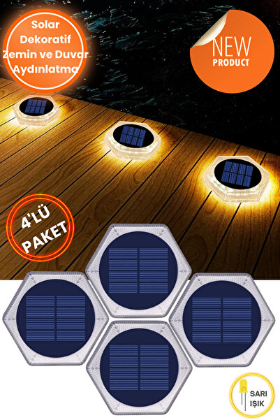 Technojet 4Adet Güneş Enerjili 20Ledli Premium Kalite Solar Dekoratif Zemin B...