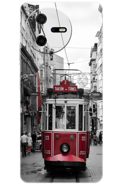 CASPER Via A40 Uyumlu Kılıf Desen Baskılı Silikon Tramvay STK:691 CP-TAB8acN