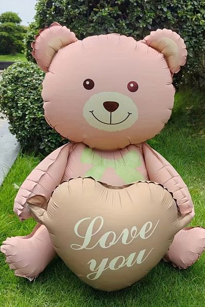 party world Sitting Bear Foil Balloon with Heart – 1 Piece |   55X60Cm