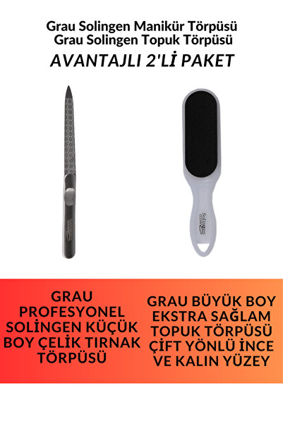 Grau Profesyonel Solingen Çelik Tırnak Törpüsü Ve Topuk Törpüsü Çift Yönlü In...