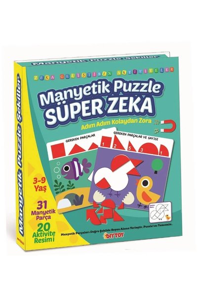 MEDUSHOP Manyetik Puzzle - Super Zeka / 31 Parça Puzzle / 3-9 Yaş