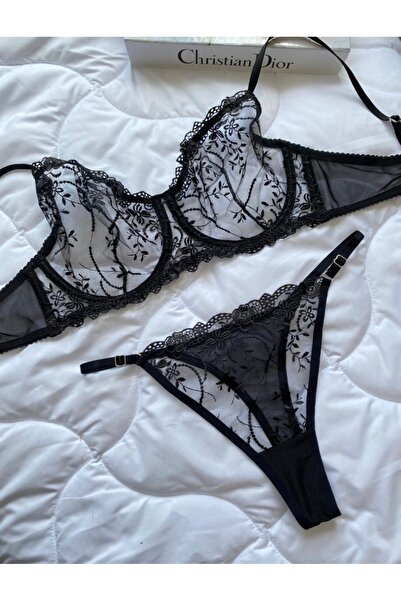 ARONA Siyah Dantelli Sütyen Takımı