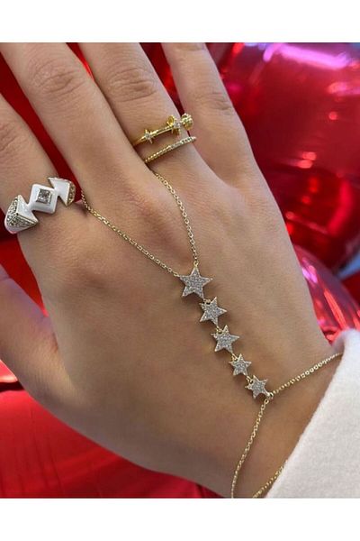 Niceboutique 5 Row Stone Star Path Steel Shahmeran