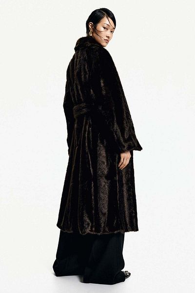 H&M Fluffy tie-belt coat
