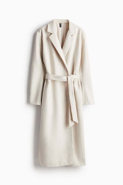 H&M Brushed-finish tie-belt coat