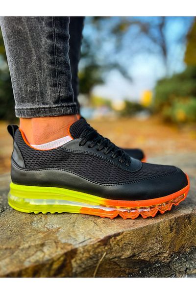 Joy Man Ανδρικά αθλητικά παπούτσια J181 İpekyol Orthopedic Sole Sneaker Μαύρο/Πορτοκαλί