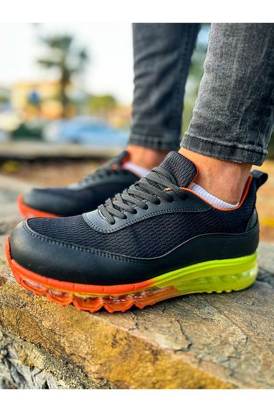 Joy Man Ανδρικά αθλητικά παπούτσια J181 İpekyol Orthopedic Sole Sneaker Μαύρο/Πορτοκαλί