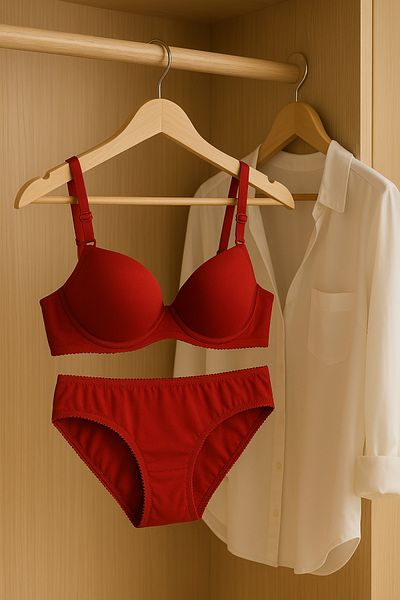 pae Unfilled Underwire Gathering Quality Laser Patterned Bra and Panty Set