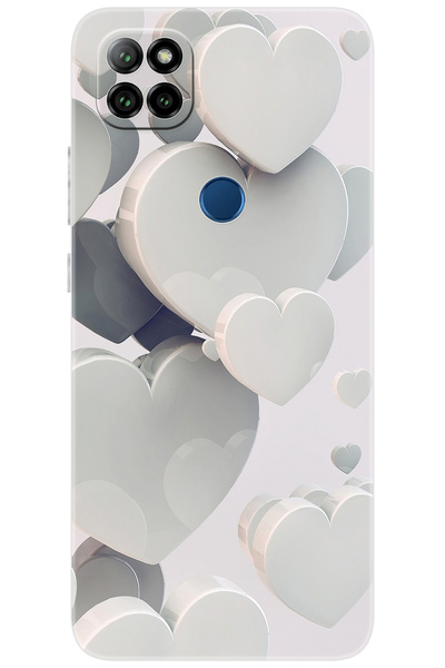 CASPER Via E30 / E30 PLUS Uyumlu Kılıf Desen Baskılı Silikon Beyaz Kalpler ST...