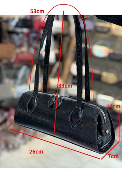 MILANOFOX Long Double Handle Zippered Shiny Patent Leather Baguette Bag
