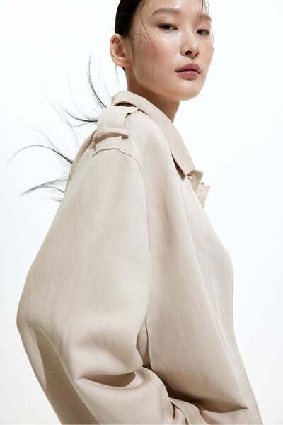 H&M سترة كبيرة الحجم من مزيج الكتان