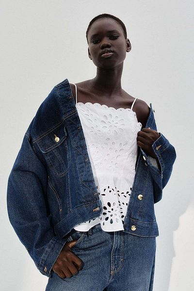 H&M Broderie Anglaise Tie-strap Top