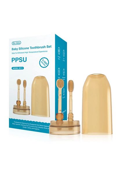 Choice Reddish Brown Baby Soft Bristle Toothbrush Silicone Tongue Brush Infant Toddler Oral Care Toothbrush