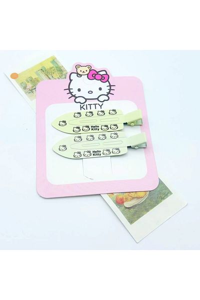 Miniso 2 2pcs Hello Kitty Seamless Hairpin Cute Cartoon Sanrio BB Hair Clip Accessories Girl Headwear Bang.