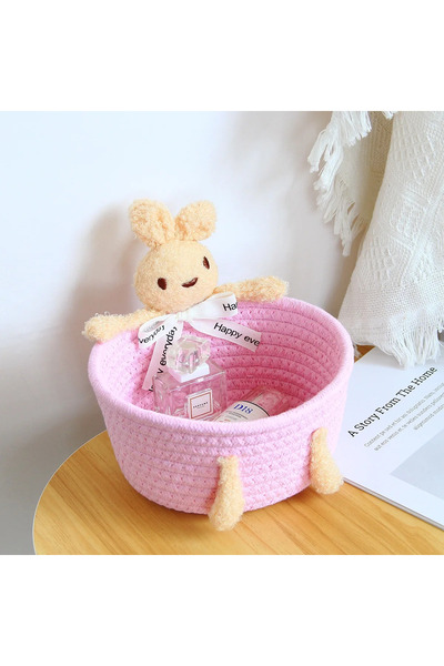 Choice سلال تخزين متنوعة من منسوجة على شكل أرنب وردي بمقاس 20×17×10 سم، أدوات...