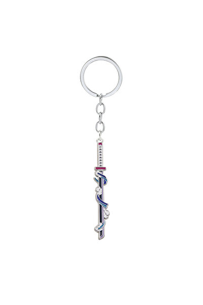 Choice سلسلة مفاتيح تذكارية من سلسلة مفاتيح توميوكا غيو أنيمي سيف قاتل الشياطين، مجموعة كاتانا يابانية صغيرة