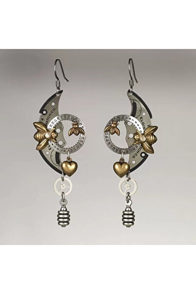 Choice أقراط على شكل ترس ميكانيكي طراز 1، مؤشر روليت النحل، أقراط عتيقة إبداع...