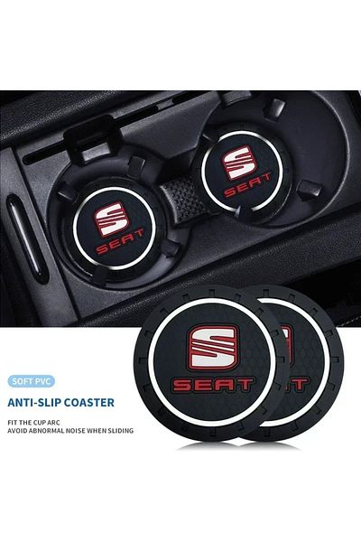 Choice 1pcs 1/2PCS Car Coaster Water Cup Non-Slip Silicone Mat Pad For Seat Ibiza FR Ateca Altea Leon Alham