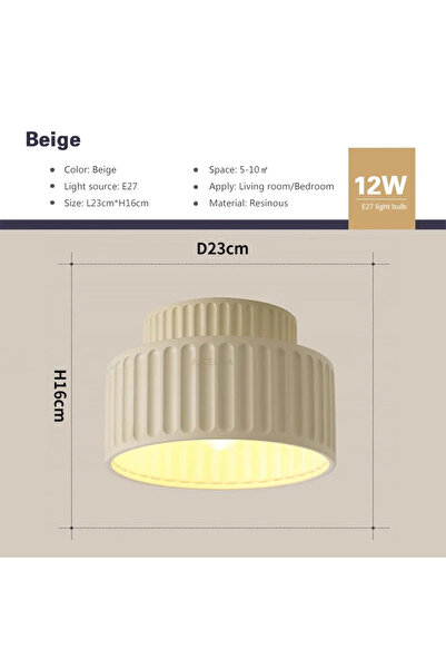 Choice مصباح سقف LED نورديك بيج بدون لمبة إضاءة من الراتنج لغرفة النوم أو الر...