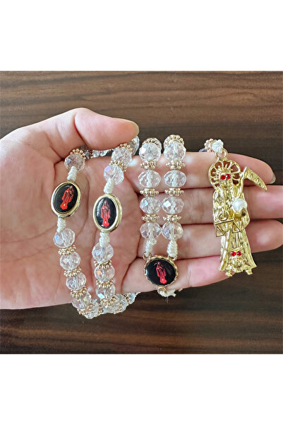 Choice قلادة الموت المقدسة البيضاء، نمط المسبحة. طوق دي لا سانتا مويرتي استيلو روزاريو هدية للرجال والنساء