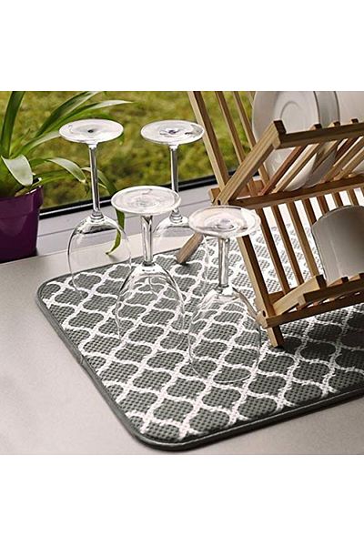Choice One Size Gray 40x45cm Microfiber Dish Drying Mat Super Absorbent Dish Drainer Kitchen Pad With Hangi