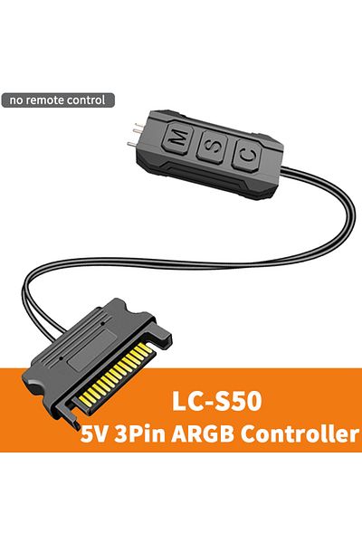 Choice كابل تمديد واجهة SATA LC-S50R ARGB 5 فولت 3 سنون إلى وحدة تحكم LC-S50R TEUCER ARGB منظم إضاءة مع