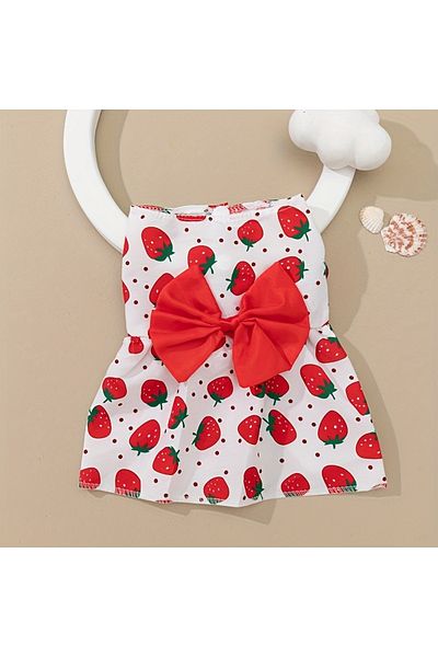 Choice M RED Pet Dress,Soft & Sleeveless Floral Outfit for Cats and Dogs, Perfect for Daily Wear & Special