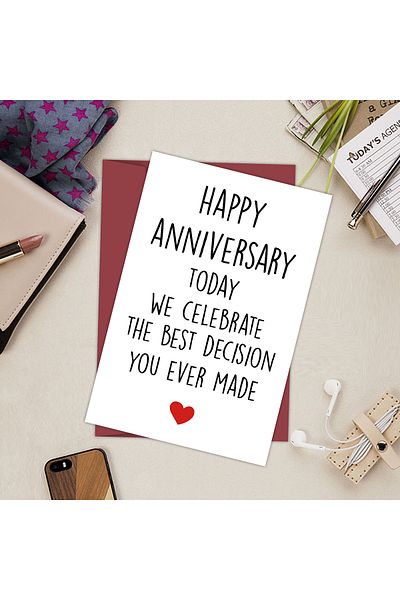 Choice 20.8x13.7x0.2cm Anniversary Card Happy Anniversary Card,Today We Celebrate The Best Decision You Eve