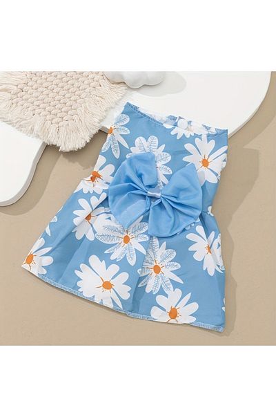 Choice XL BULE Pet Dress,Soft & Sleeveless Floral Outfit for Cats and Dogs, Perfect for Daily Wear & Specia