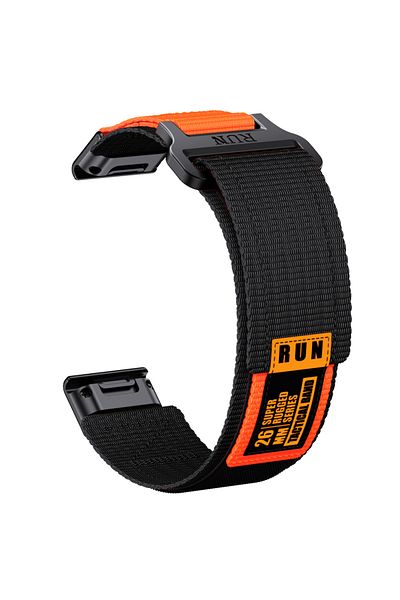 Choice 26mm Black Orange 22/26mm Nylon Quick Release Strap For Garmin Fenix 7 7x Pro 6 6x 5 5x Plus Quickfi