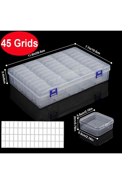 Choice 45 Grids DIY Diamond Painting Embroidery Storage Box, Nail Art Jewelry Rhinestone Mosaic Storage Con