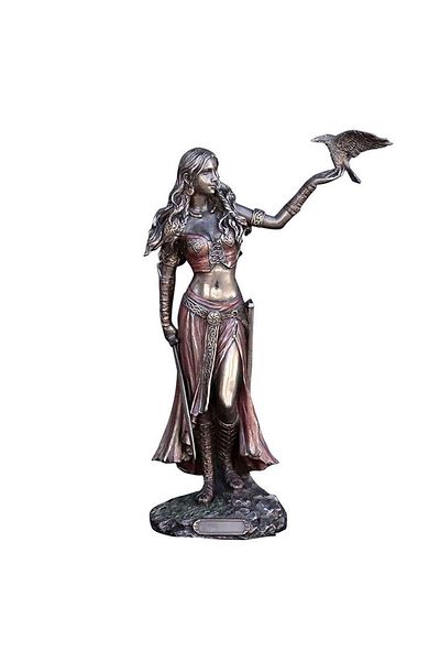 Choice A 1pc Resin Statues Morrigan The Celtic Goddess Of Battle With Crow & Sword Bronze Finish Statue Fo.