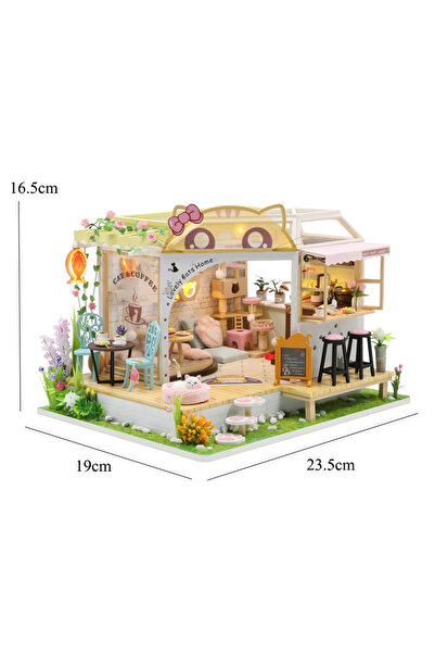 Choice M2111 بدون غطاء بيت الدمية الخشبي مقهى القطط مجموعة منزل صغير DIY صنع غرفة ألعاب المنزل غرفة النوم ديكور