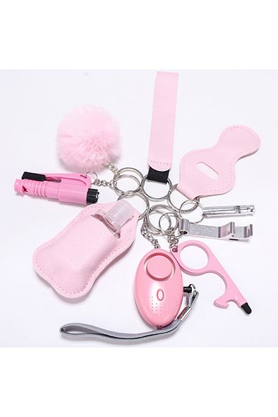 Choice مجموعة سلسلة مفاتيح للدفاع عن النفس YSK21Pink-3 للنساء، مجموعة سلسلة مفاتيح أمان كاملة مع إنذار شخصي، نافذة