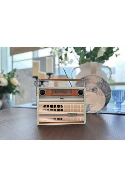 DZQ 906 قطعة من مكعبات بناء نماذج راديو ريترو من سلسلة Creative ICONS لموسيقيي الراديو الترانزستور في السبعينيات