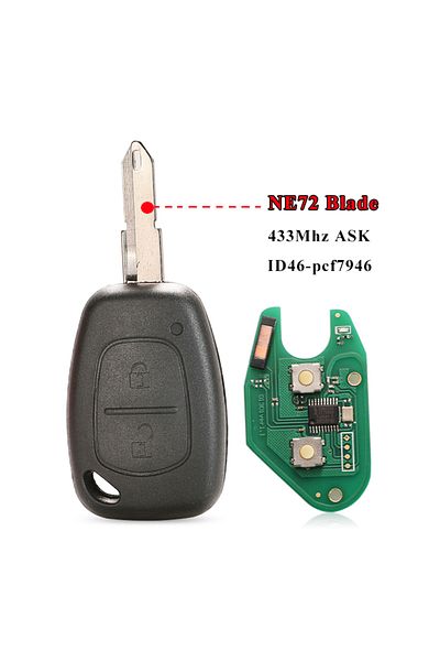 Choice Ne72 Blade Jingyuqin 2 Button Car Remote Key 433mhz Id46 Chip Transmister For Renault Traffic Master