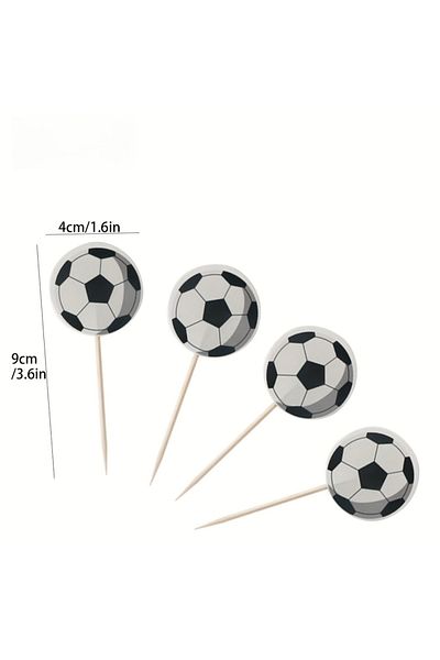 Choice 48pcs Black And White 24-48pcs Black And White Football Cupcake Toothpick Plug-in Thick Paper Double