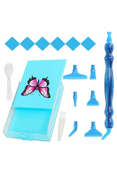Choice Blue DIY Diamond Painting Art Tools Kit - 16pcs Multi-Style Multifunctional Pen Heads,Resin Point Dr