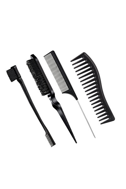 Choice مجموعة فرشاة تصفيف الشعر QDEW، 4 قطع باللون الأسود، فرشاة ذات حافة مشط...