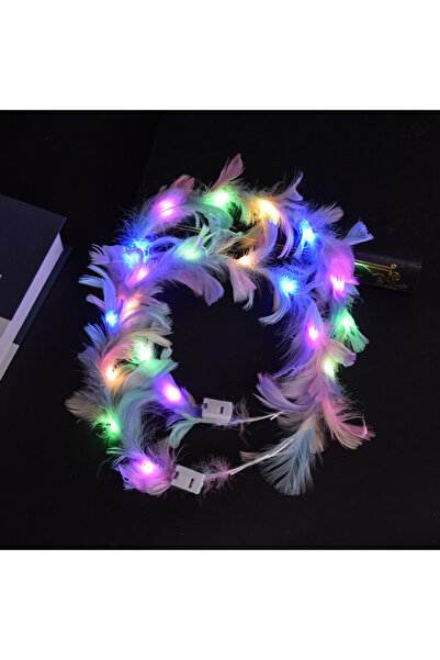 Choice 10 قطع من 10 قطع من إكليل الريش الملون LED، عصابة رأس مضاءة بالريش، غط...