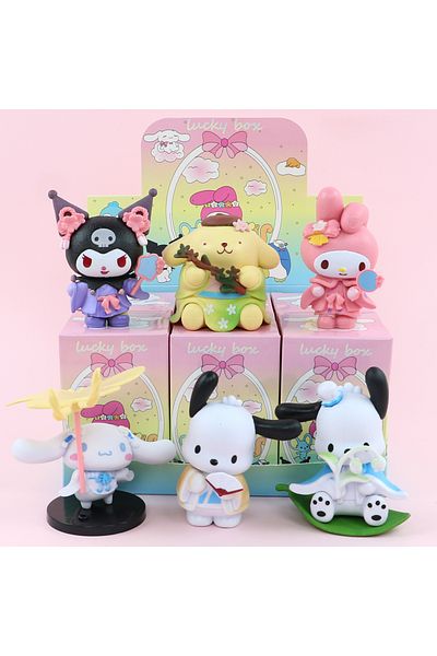Choice one set 6pcs Kawaii Sanrio Blind Box Cinnamoroll Action Anime Figure Pochacco Kuromi Anime Figure To