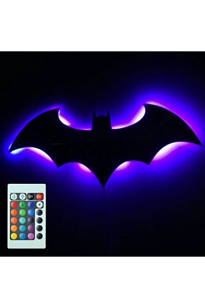 Choice Black Creative Wooden Bat Wall Lamp Led Bedside Bar Decorative Light Remote Control Bedroom Living R