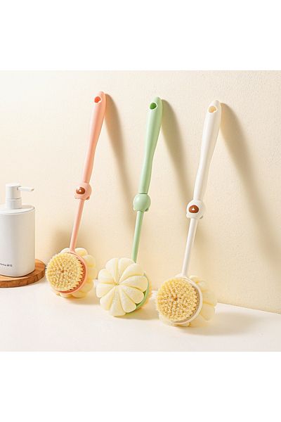 Choice White Two Sided Shower Body Brush Silicone Long Handle Bathroom Wash Brush Bathing Massage Back Body