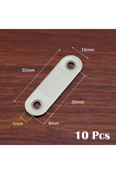 Choice 56x16mm 10Pcs Corner Brackets Stainless Steel Straight Repair Flat Straight Fixing Straight Brackets