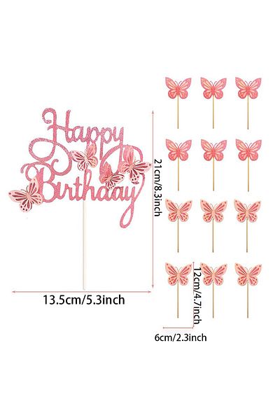 Choice 13pc set 13PC Set Butterfly Cake Decoration Supplies Decorative Card Ornaments Birthday Party Decora