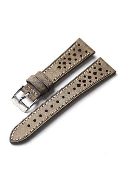 Choice1 20mm Gray Handcrafted Pueblo Italian Cowhide Leather Strap Ventilated...