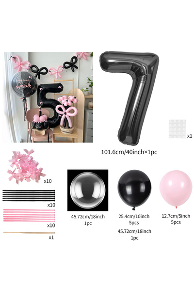 Choice بالونات لاتكس وردية مقاس 40 بوصة رقم 7، 45 قطعة، مجموعة بالونات أرقام ...