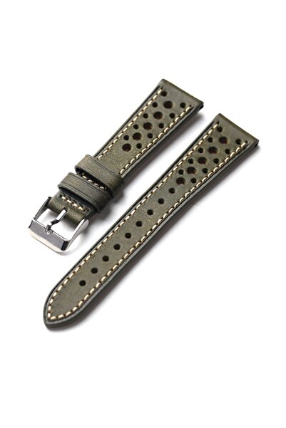 Choice1 حزام جلد البقر الإيطالي بويبلو المصنوع يدويًا باللون الأخضر مقاس 18 م...